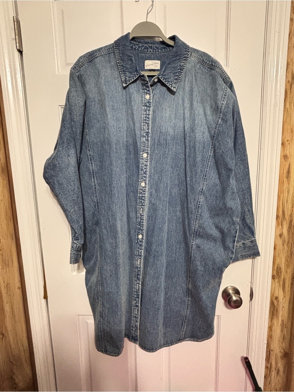 Denim Shirt dressLight Blue Button-Front